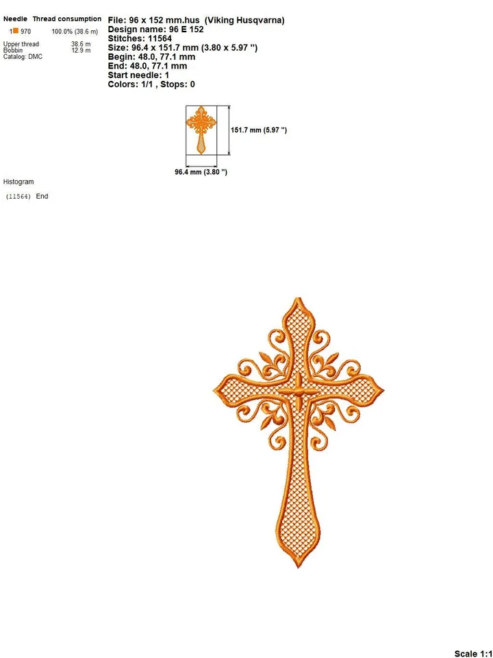 Religious cross embroidery design Machine embroidery pattern 4 sizes, Embroidery files christian cross, Catholic embroidery Holy cross #R48