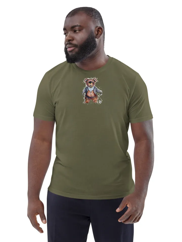 Teddy bear designer Unisex organic cotton t-shirt made with my original watercolor painting unique handmade unisex gift