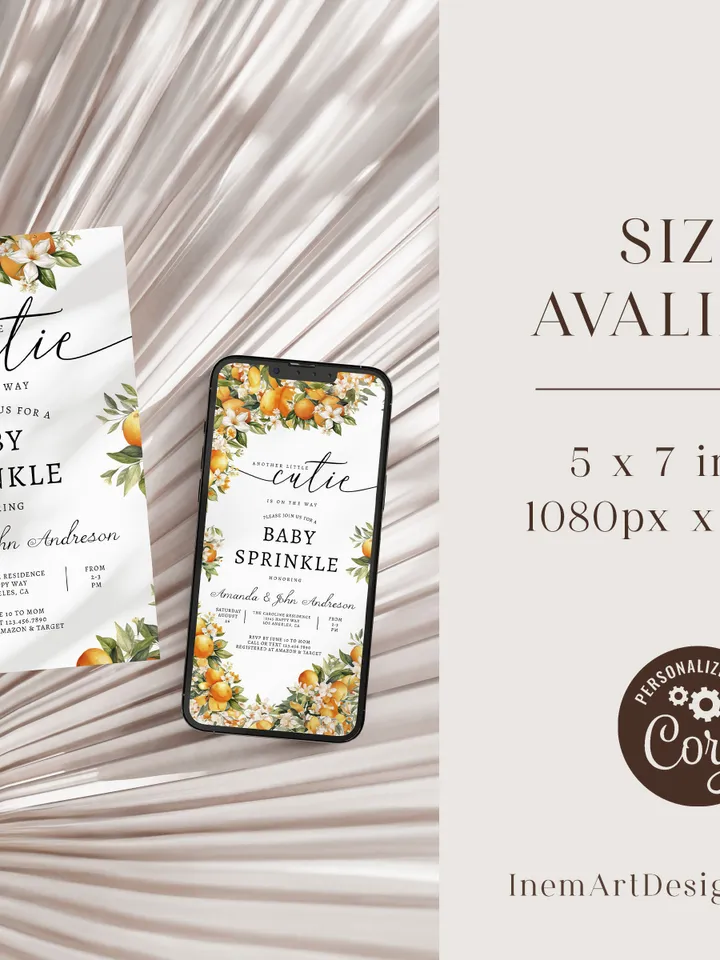 Little Cutie Baby Sprinkle Invitation Template, Cutie Baby Shower Invitation Template, Girl Baby Sprinkle Editable Template - I104