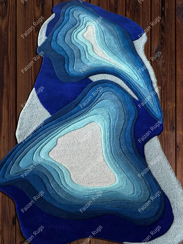 Buy 8x10 Stunning Blue and White | Hand Tufted Rugs 100% Wool For Living Room | Bed Room | Kids Room in Any Size's