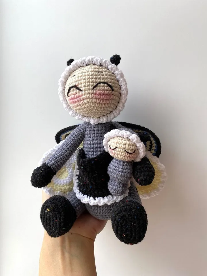 PDF Crochet Pattern Butterfly and caterpillar, Amigurumi baby caterpillar, Butterfly doll, Butterfly crochet doll pattern, amigurumi animal