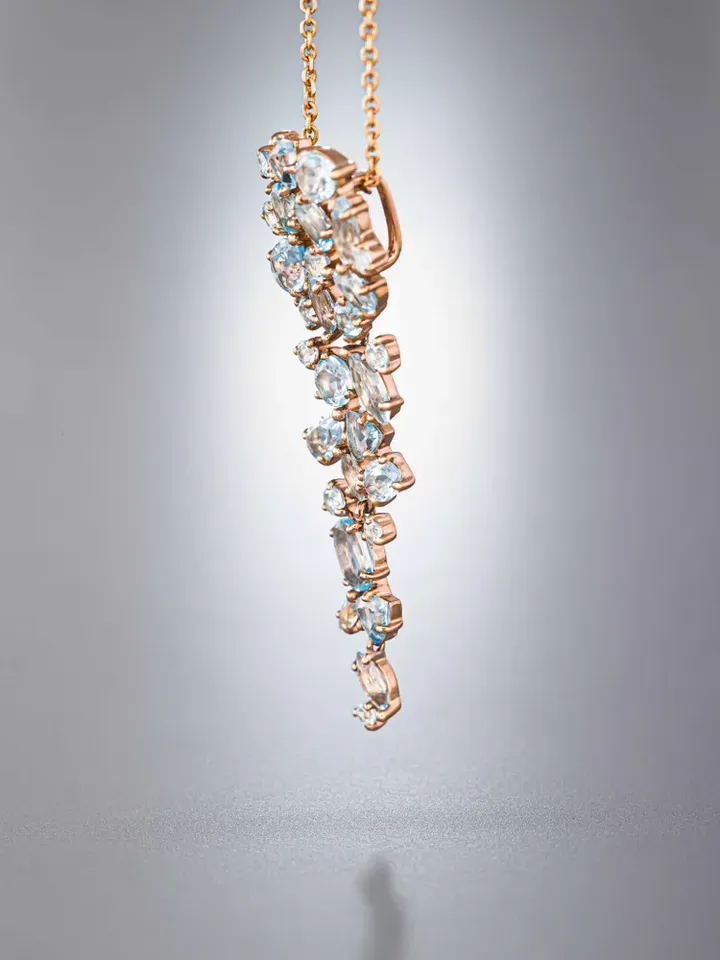 Women's neck pendant 925 silver with topaz