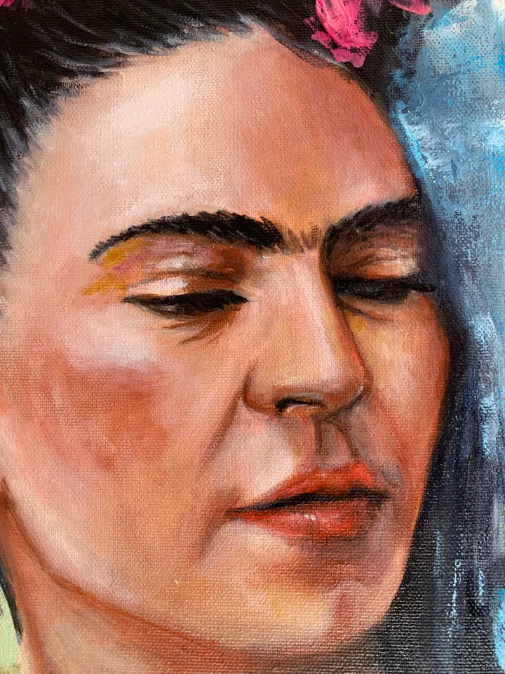 Oil Painting on Canvas 14x20 Inches – Frida Kahlo Portrait Art by MyFoxyArt