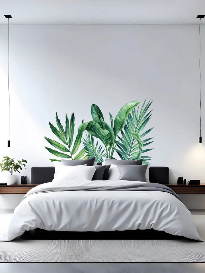 Palm leaves Wall Decal Greenery Stickers Botanical Tropical Headboard  Peel and stick el91