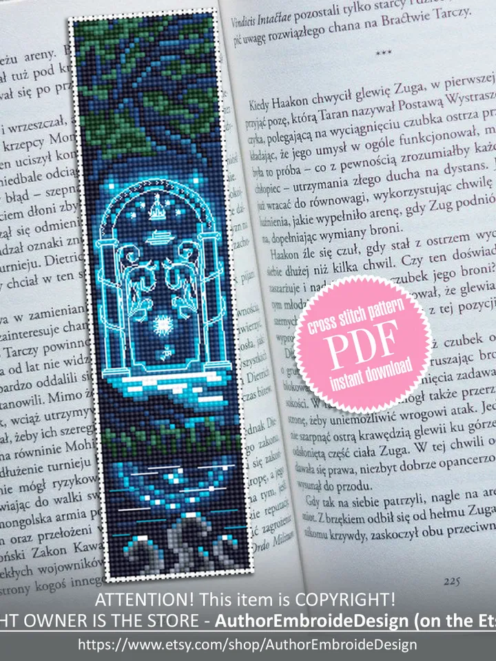 Fantasy bookmark cross stitch pattern download PDF Magic handmade bookmark digital, Wizarding world cross stitch, Fairy door embroidery #B88