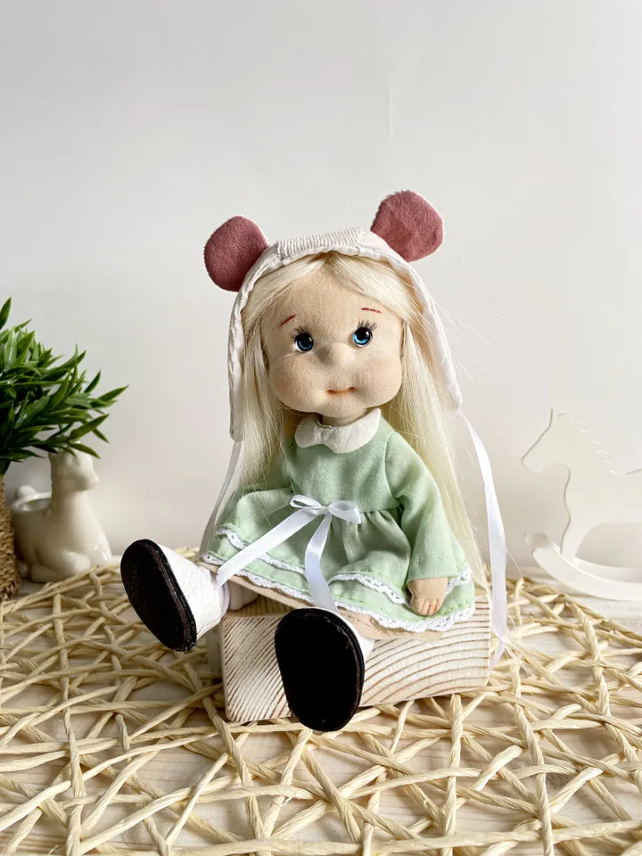 Handmade Textile Doll Waldorf Style Collectible Art Doll Heirloom Gift (20cm) Birthday Gift for Girl