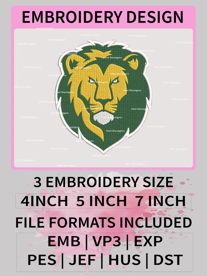 NCAA SE Louisiana Lions Embroidery File, 3 Sizes, 6 Formats, NCAA Machine Embroidery Design, NCAA Logo, NCAA Teams