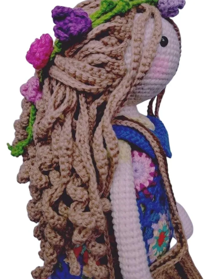 Vania doll, 34 cm. Vania doll, is a Hippie doll, Handmade doll, crocheted doll.