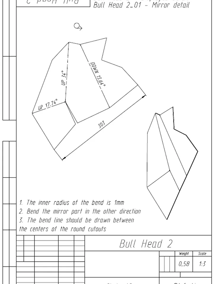Welding Project Plans Drawings Bull Head (v1) (DXF, PDF)