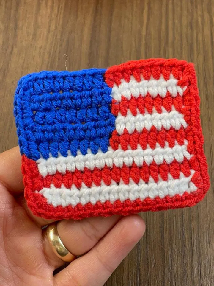 American Flag Crochet Pattern, USA Flag Applique PDF, Patriotic Crochet Square, DIY Independence Day Decor, Handmade 4th of July Craft
