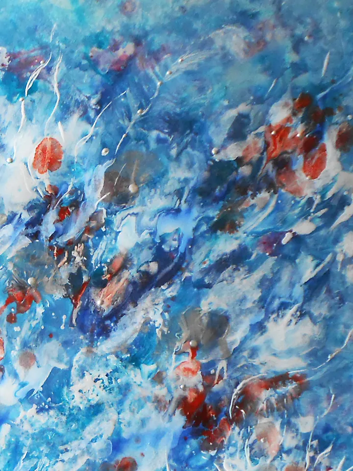 Abstract underwater painting acrylic | Underwater abstract art original