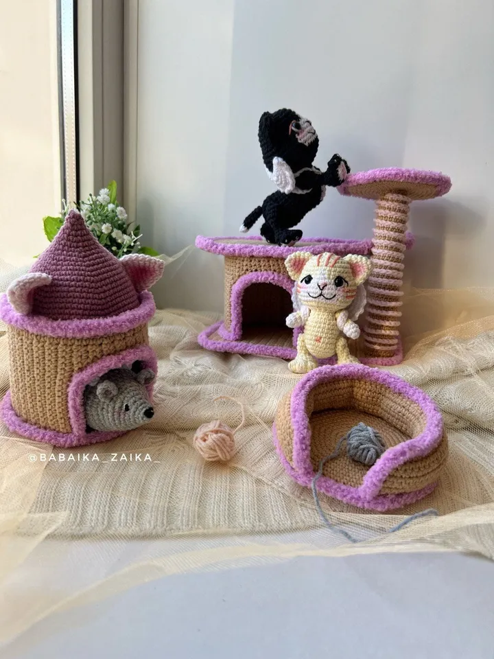 PDF Crochet Pattern Сat Paradise Amigurumi cat pattern, Crochet Mouse, Cute cat, Amigurumi animal, Crochet animal, Amigurumi House Pattern