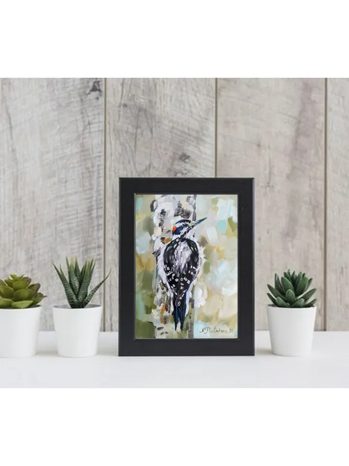 Woodpecker painting Bird Original Art Animal Artwork bird fine art oil painting bird painting oil bird wall art bird art