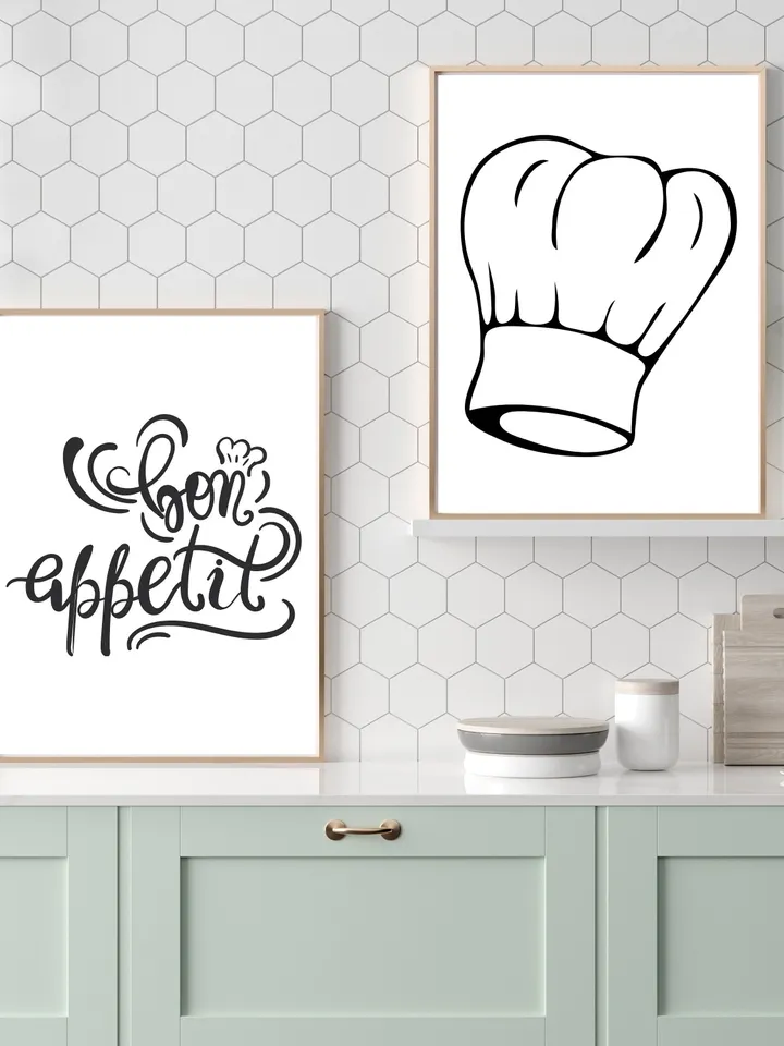 Kitchen Wall Art, Set Of 3 Kitchen Decor, Line Drawing Kitchen Prints, Printable Kitchen Wall Art, Kitchen Posters, Kitchen Print