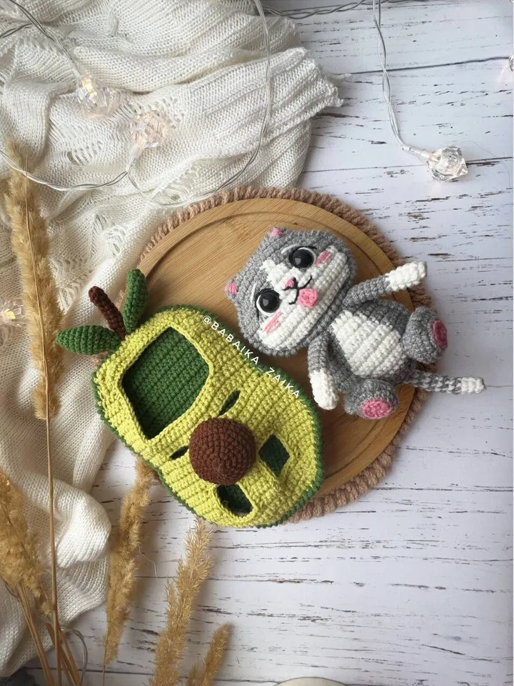 PDF Crochet Pattern Avocado Cat, Amigurumi AvoCato pattern, Cute cat, Animal pattern, Amigurumi animal, Crochet animal, Crochet Avocado