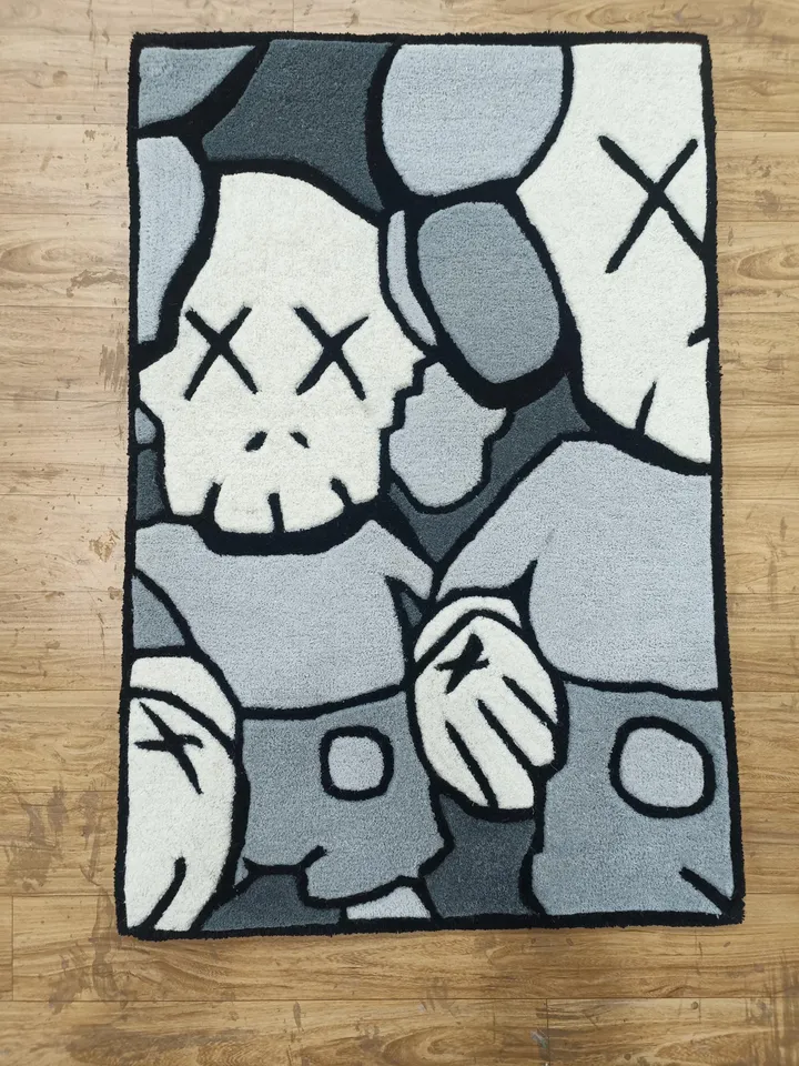 Kaws rug, handcrafted wool rug, case rug, Kaws carpet, handmade carpet, rug for living room, hallway, cartoon carpet, Kaws, 2x3, 3x5, 4x6.