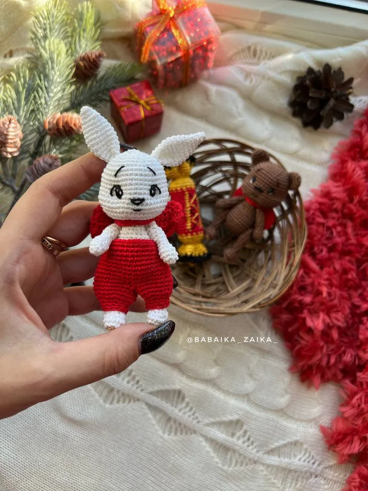 PDF Crochet Christmas Tree toys SET: Bunny, Candy, Teddy Bear Christmas Amigurumi Pattern Crochet Ornament Christmas Decor Tree Toys Pattern