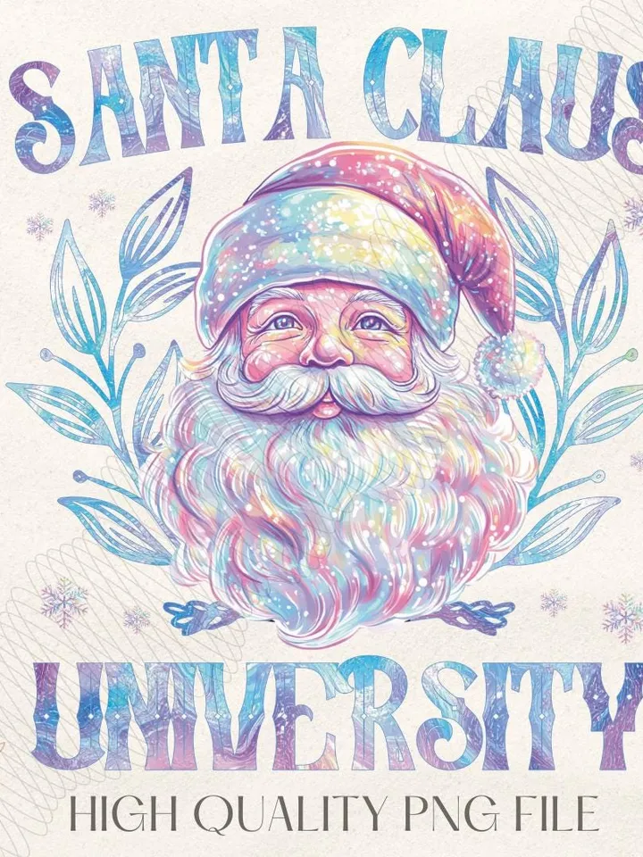 Iridescent Santa Universty PNG, Retro Christmas png, Vintage Santa png, Christmas png, Santa Claus, Merry Christmas png, Iridescent Santa