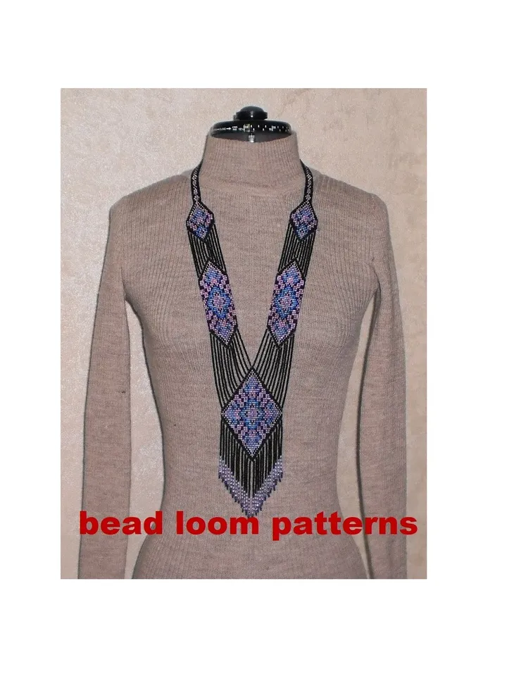 Bead loom patterns, Gerdan-Split-Loom Necklace, Beaded Sautoirs, Beading Loom only Pattern, Instant Download, PDF