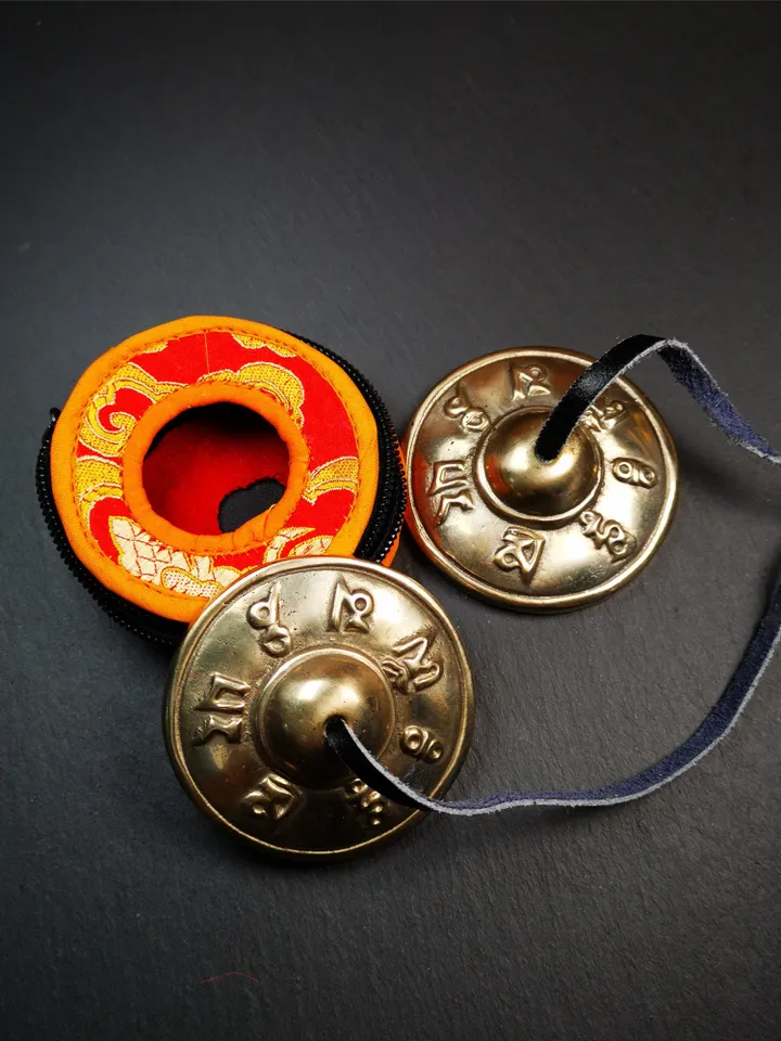 Gandhanra 2.7" Tibetan Cymbals,OM Mantra Tingsha Bell,Buddhism Ritual Implement,Handmade in Nepal