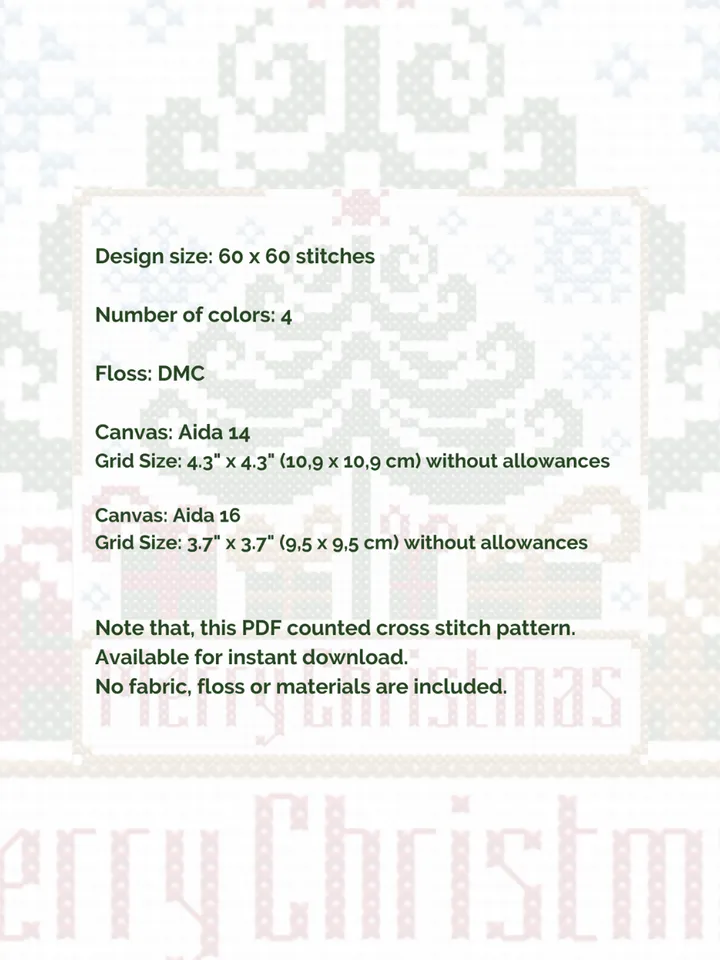 Cross stitch pattern Merry Christmas, easy cross stitch pattern PDF