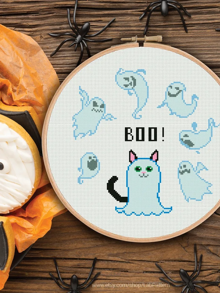 Halloween Ghosts Cross stitch pattern | Embroidery Pattern | Instant Download | Embroidery Designs