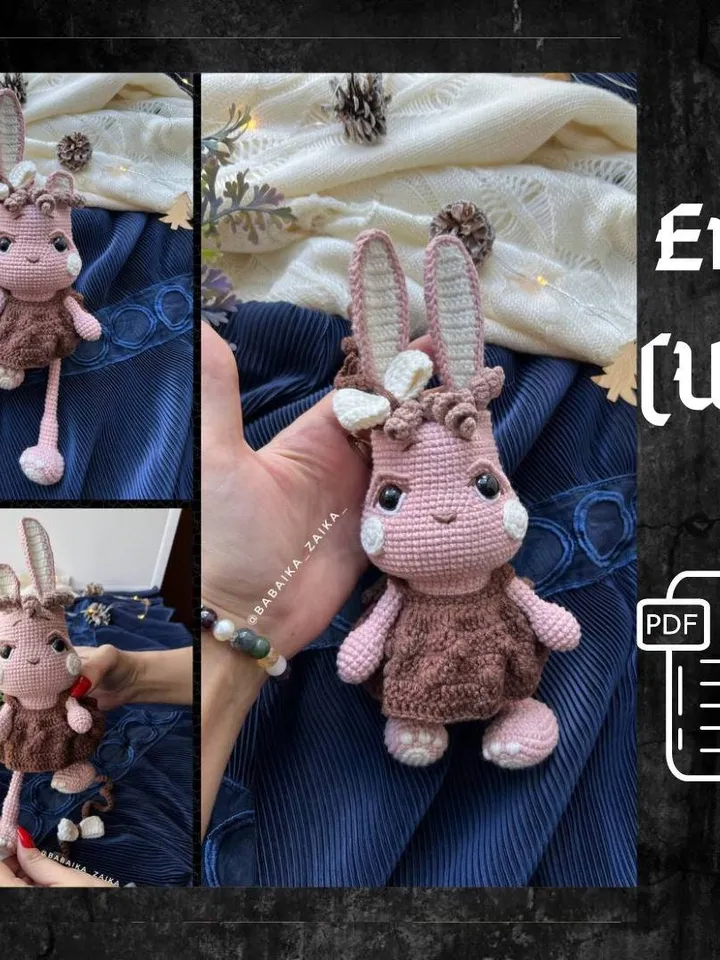 PDF Crochet Bunny-Bear Pattern, Small Toy Pattern, Amigurumi Teddy Bunny, Animal Pattern, Amigurumi bear pattern, shifter toy pattern