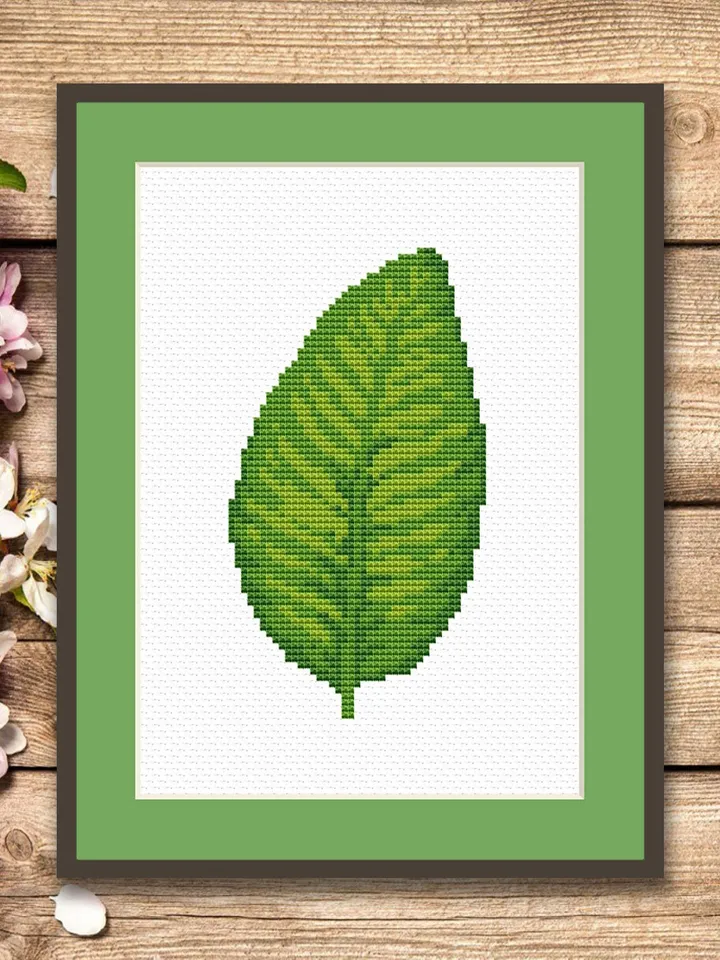 Set of 3 Leaf Cross Stitch Pattern, Flower Cross Stitch, Embroidery Monstera, Flowers xStitch, Monstera Leaf Cross Stitch Pattern #flw024