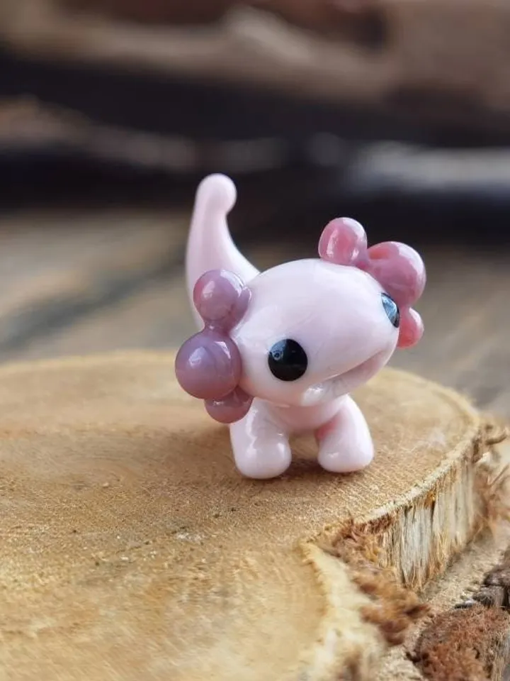 Glass axolotl figurine Tiny axolotl gifts miniature axolotl decor Blown glass art axolotl ornaments Axolotl Aquarium decor Tank Fish