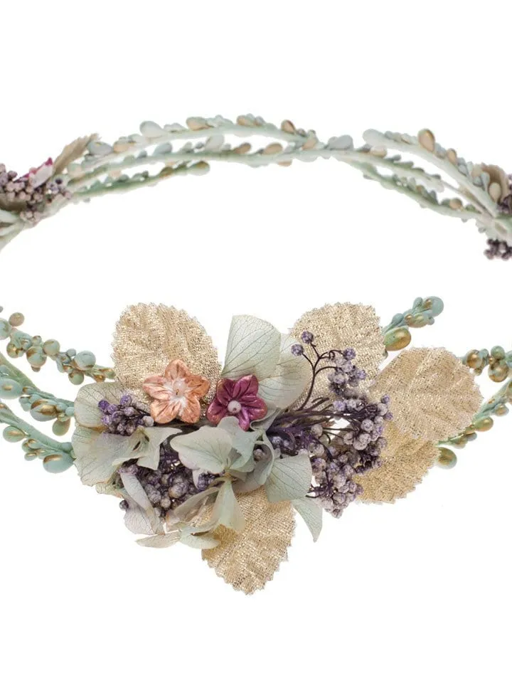 Delicate Porcelain Flower Wedding Wreath, Floral Bridal Headband, Flower Wedding Crown, Boho Headpiece, Jewelry Set, Bridal Hair Accessories