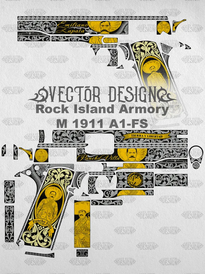 VECTOR DESIGN Rock Island Armory M 1911 A1-FS Emiliano Zapata and Pancho Villa