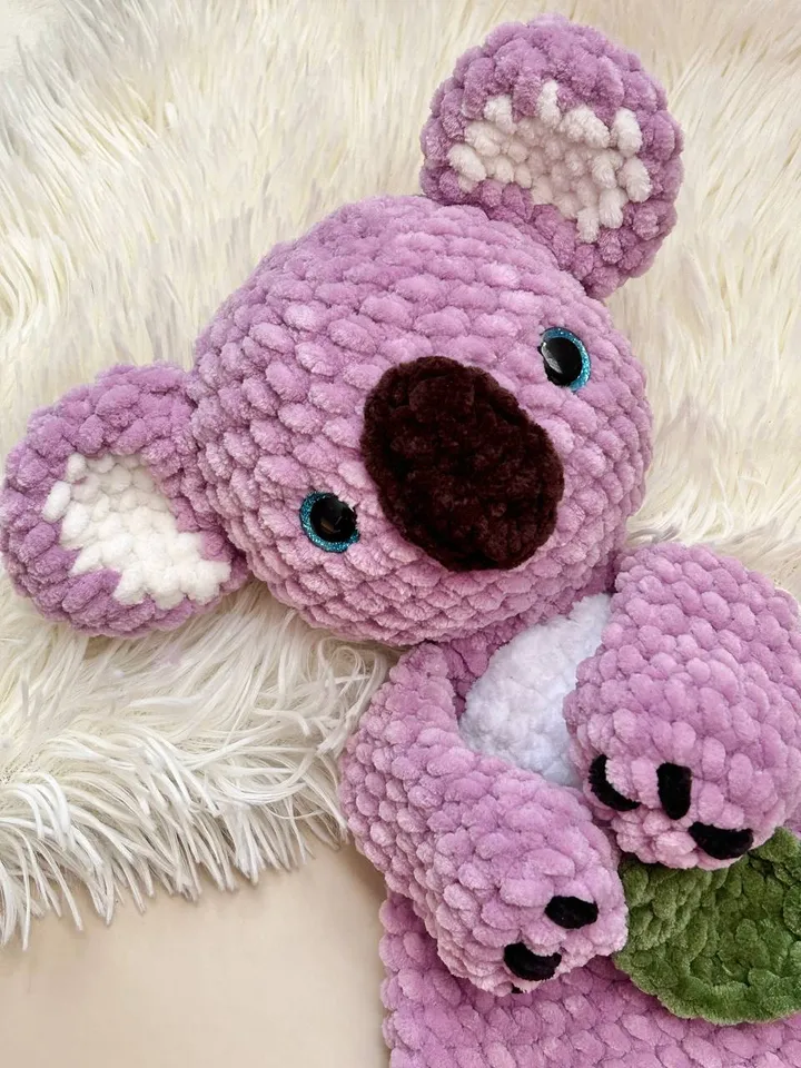 Crochet koala snuggler pattern Amigurumi koala lovey pattern Crochet koala cuddle toy tutorial