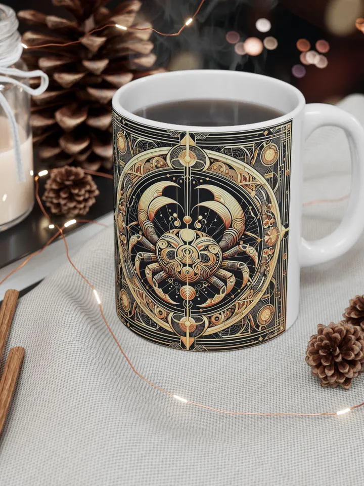Cancer Zodiac Ceramic Mug, Unique Tea Cup, Gift for Art Lovers, Elegant Home Decor, Holiday Mug, Coffee Cup, Cancer Gift, Astrology Mug,