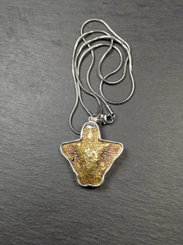 Exclusive Gandhanra Antique Garuda Bird Pendant | Rustic Tibetan Buddhist Amulet | 1.6 Hand-Carved Brass & Silver | 50 Years Old