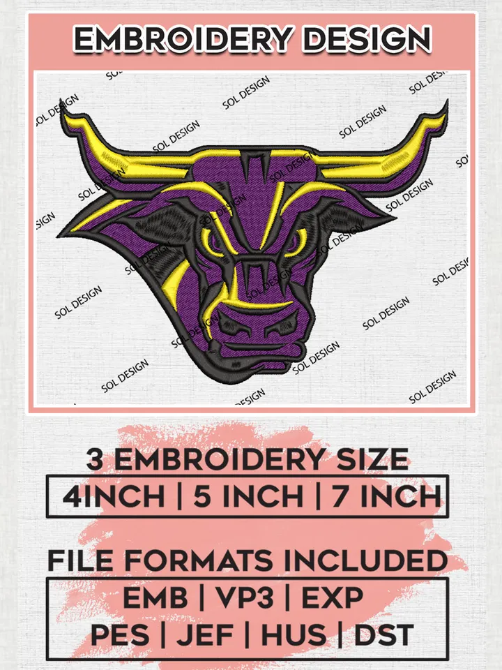 NCAA Minnesota State Mavericks College Team Head Mascot Logo Embroidery Design Files, NCAA Minnesota State Mavericks Machine Embroidery, NCAA Teams, 3 sizes, NCAA Machine embroidery designs, Digital Download
