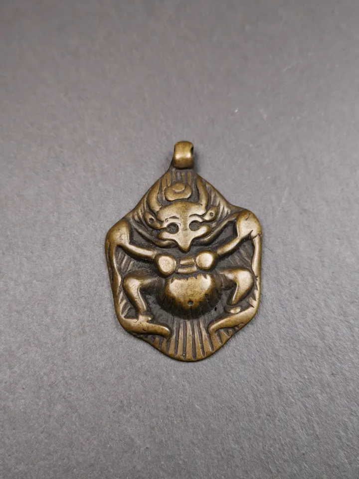 Gandhanra Antique Tibetan Buddhist Amulet Pendant - Garuda - The Golden-Winged Bird, Crafted from Copper,Size 2.1&quot; * 1.4&quot;