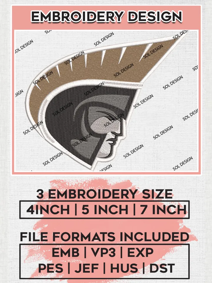 NCAA Anderson Trojans College Team Head Logo Embroidery Design Files, NCAA Anderson Trojans Machine Embroidery, NCAA Teams, 3 sizes, NCAA Machine embroidery designs, Digital Download