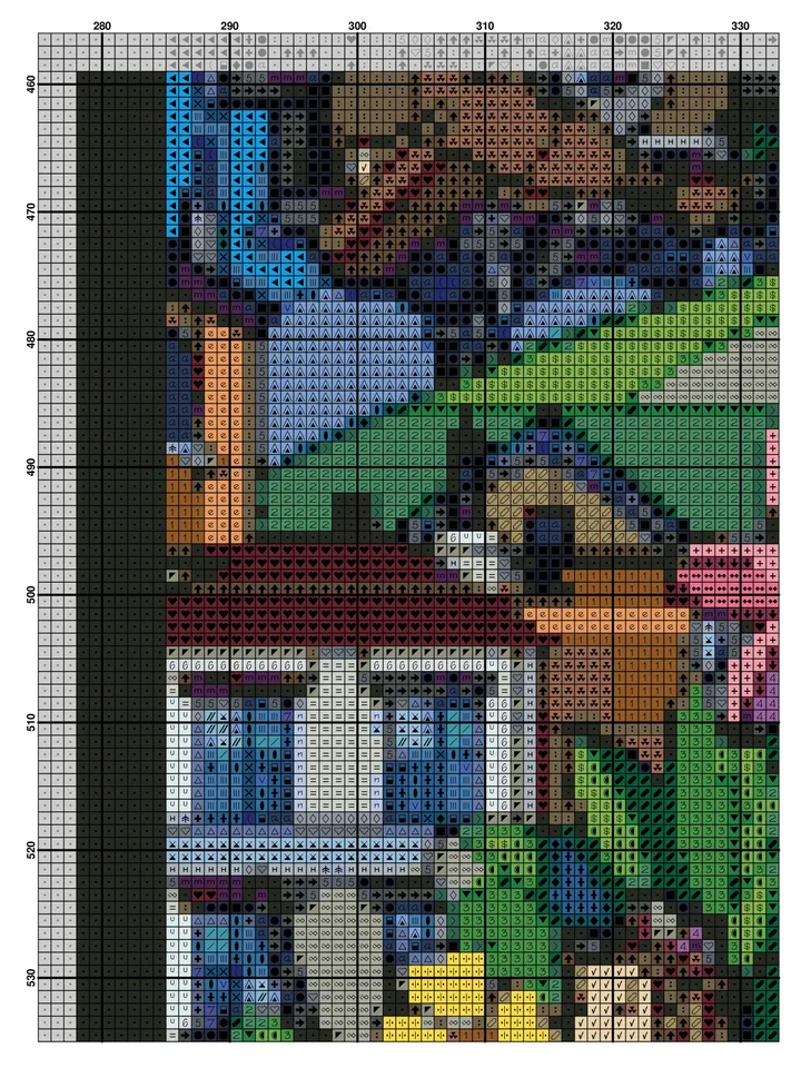 Anime Cross Stitch Pattern / Totoro Cross Stitch Pattern / Stained Glass Cross Stitch Pattern / Modern Instant PDF Chart