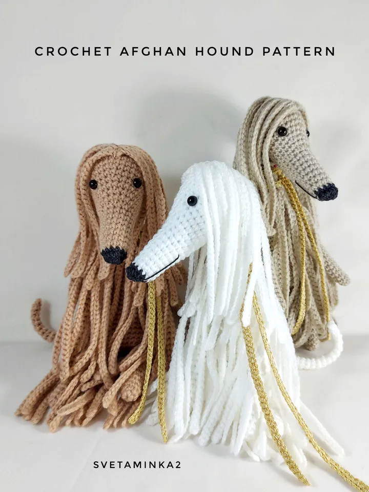 Afghan Hound Crochet Pattern Amigurumi Dog. Digital Download. PDF.