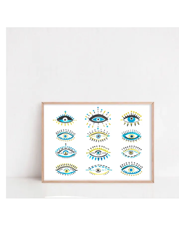 Evil Eye Print Blue Evil Eye Nazar Poster Evil Eye Wall Decor Abstract Eye Drawing Boho Eye Art Print Turkish Evil Eye Art Poster