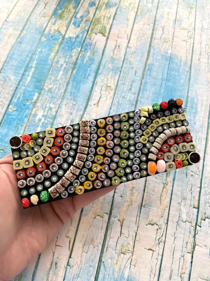 Magnet Miniature Sushi Board with Polymer Clay Souvenir