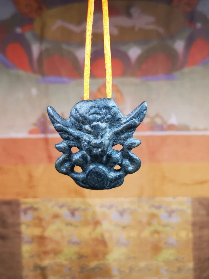 Gandhanra Handmade Tibetan Buddhist Amulet Garuda,Garula,Suparna,Golden-winged Bird Pendant,Made of Thokcha,1.65"