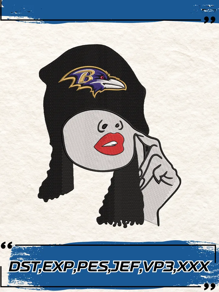 Baltimore Ravens Fangirl Embroidery Design,NFL Logo Embroidery Design,Machine Embroidery Design File,4 Sizes, Digital Download