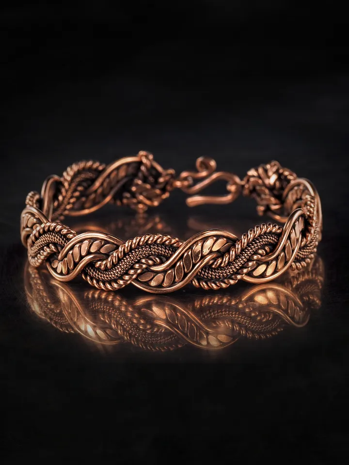 Woven copper wire bracelet Antique style handcrafted copper jewelry Unique gift