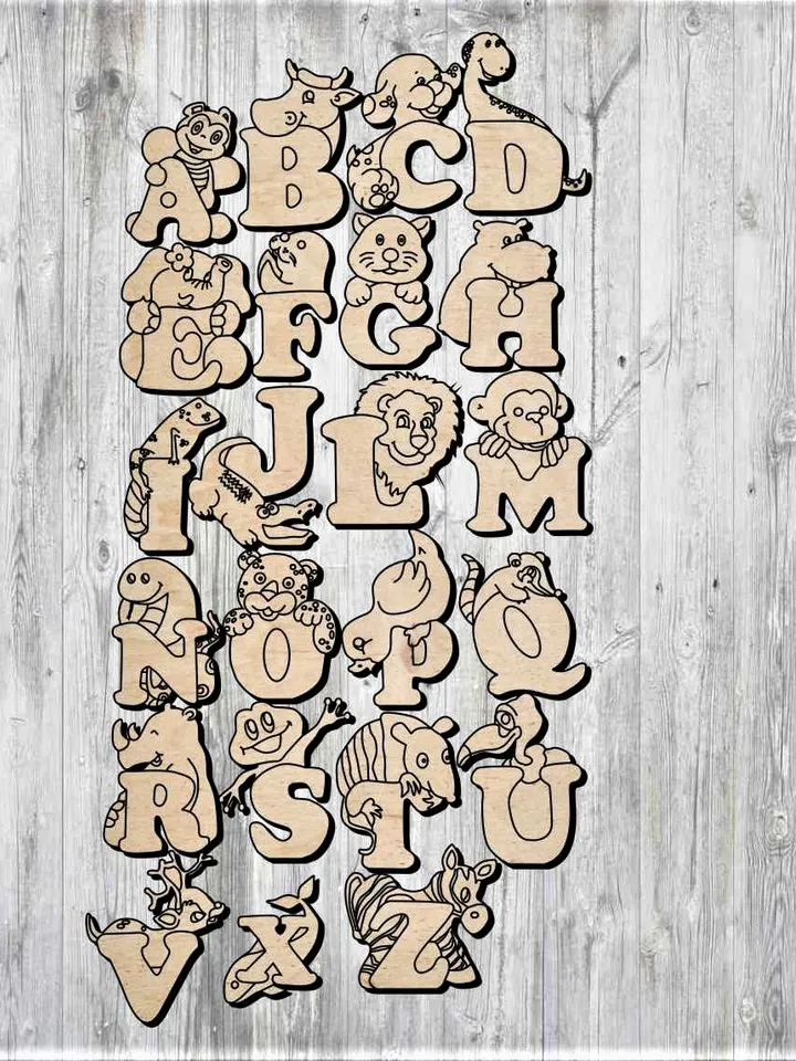 Digital Template Cnc Router Files Cnc Alphabet Files for Wood Laser Cut ...