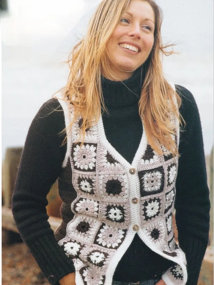 Waistcoat crochet pattern, easy waistcoat crochet, granny squares waistcoat women ladies pdf