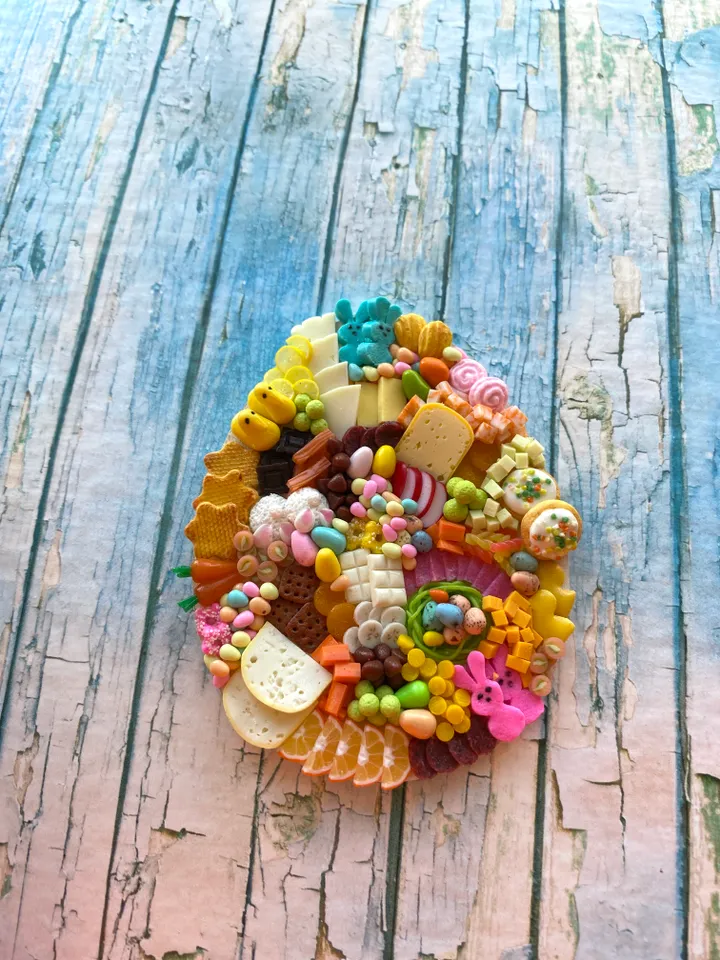 Magnet Miniature Easter Charcuterie Board with polymer clay Souvenir