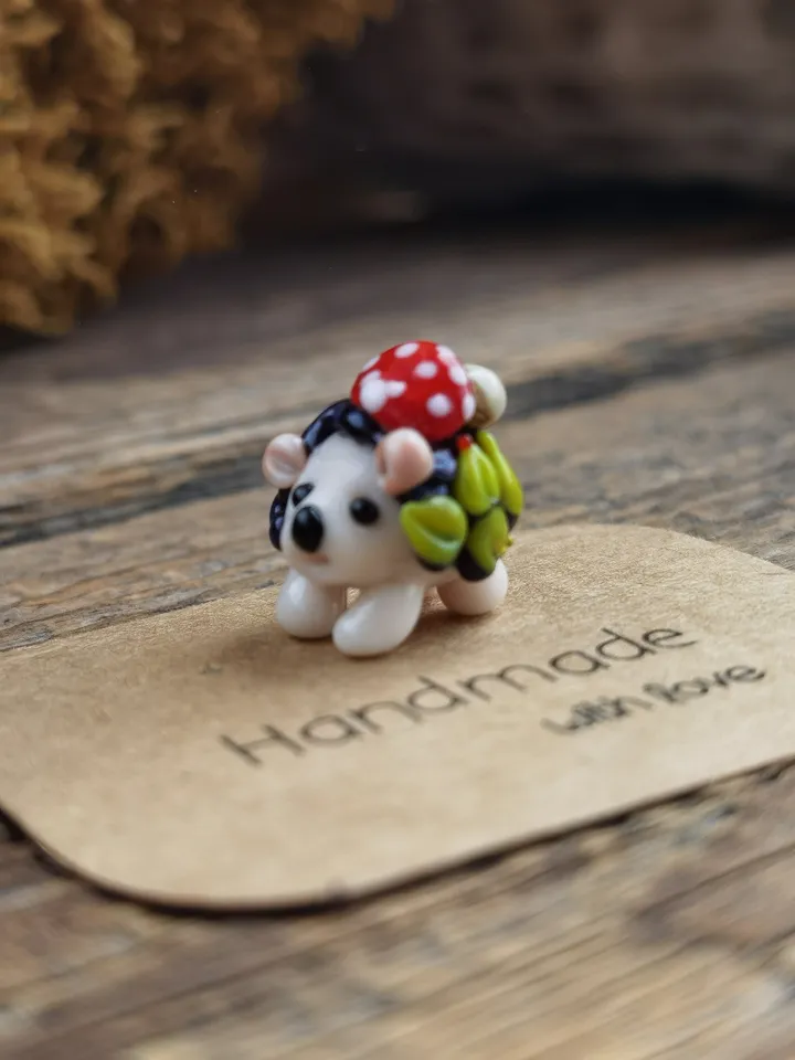 MINIATURE ANIMALS Hedgehog figurine Hedgehog miniature Baby Hedgehog Glass Hedgehog decor Hedgehog gift Tiny Hedgehog Fairy garden animal