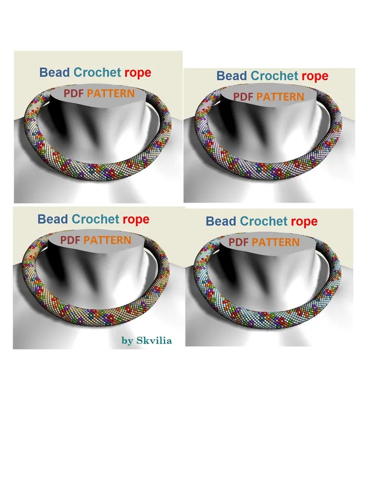 Bead crochet rope patterns for beading «Fun» necklace and bracelet,DIY,beaded necklace,bead crocheting,Instant Download,PDF pattern