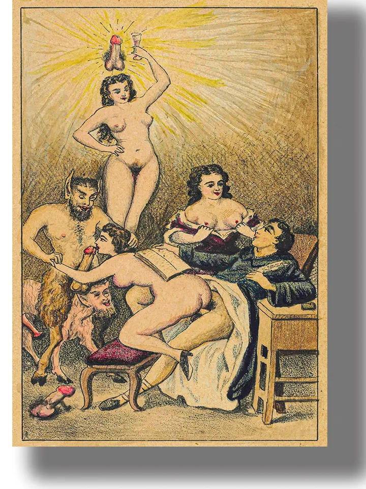 Unholy orgy with the Devil, goats and whores.